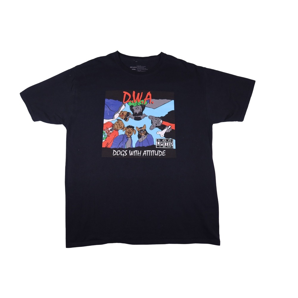 Dog Limited DWA Dogs With Attitude NWA Parody Graphic T-Shirt Black Large L